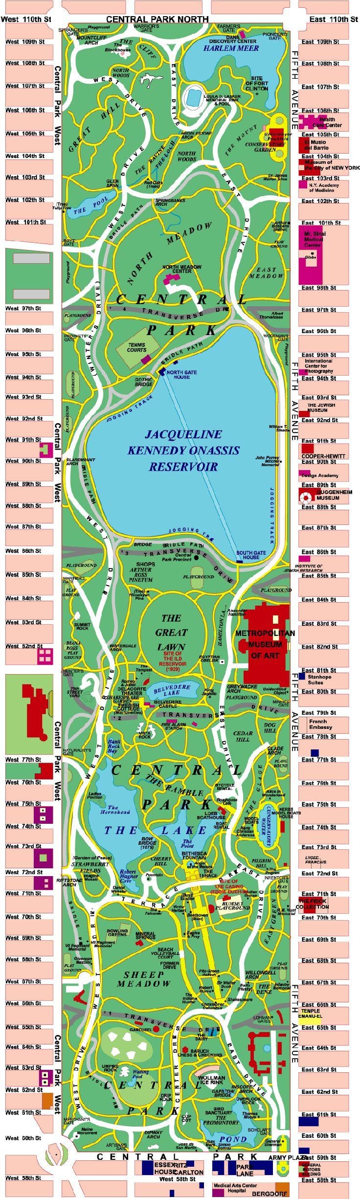 central park, Manhattan mapě
