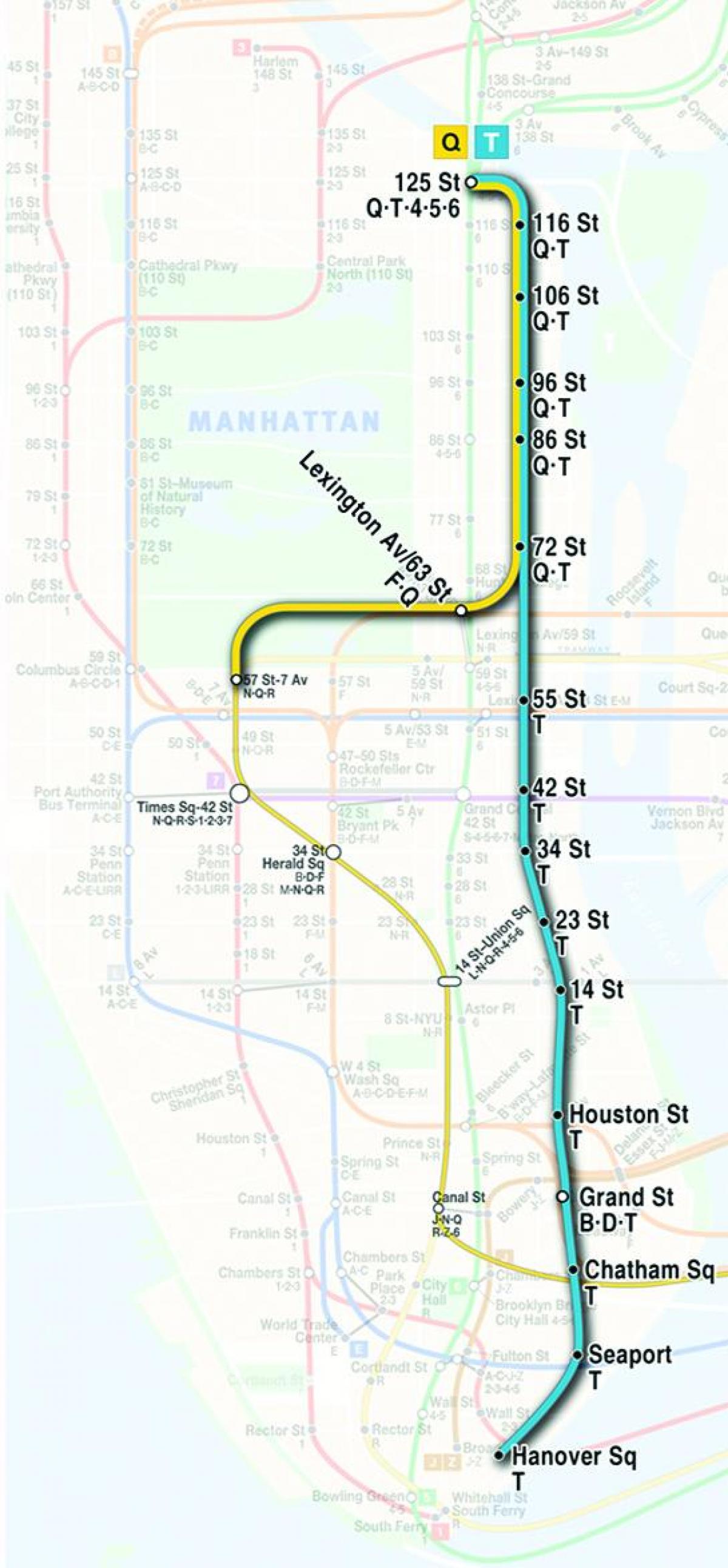 mapa metro na druhé avenue