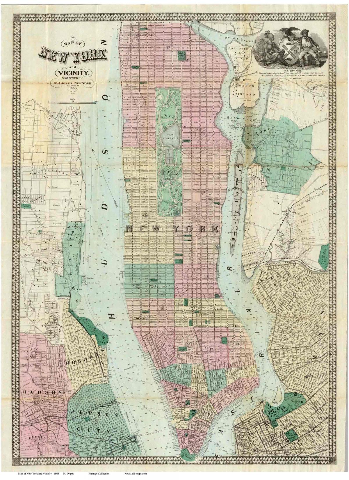 historické mapy Manhattanu