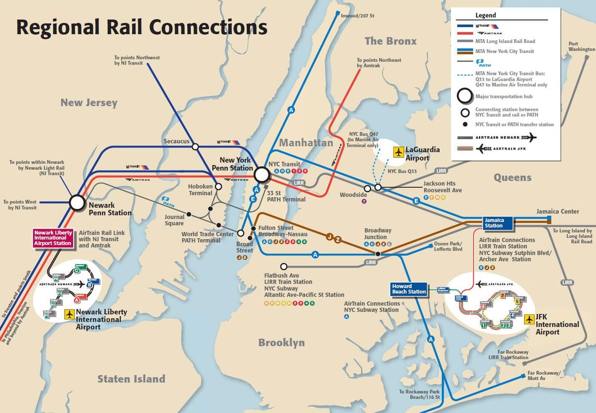 JFK na Manhattan mapa metra