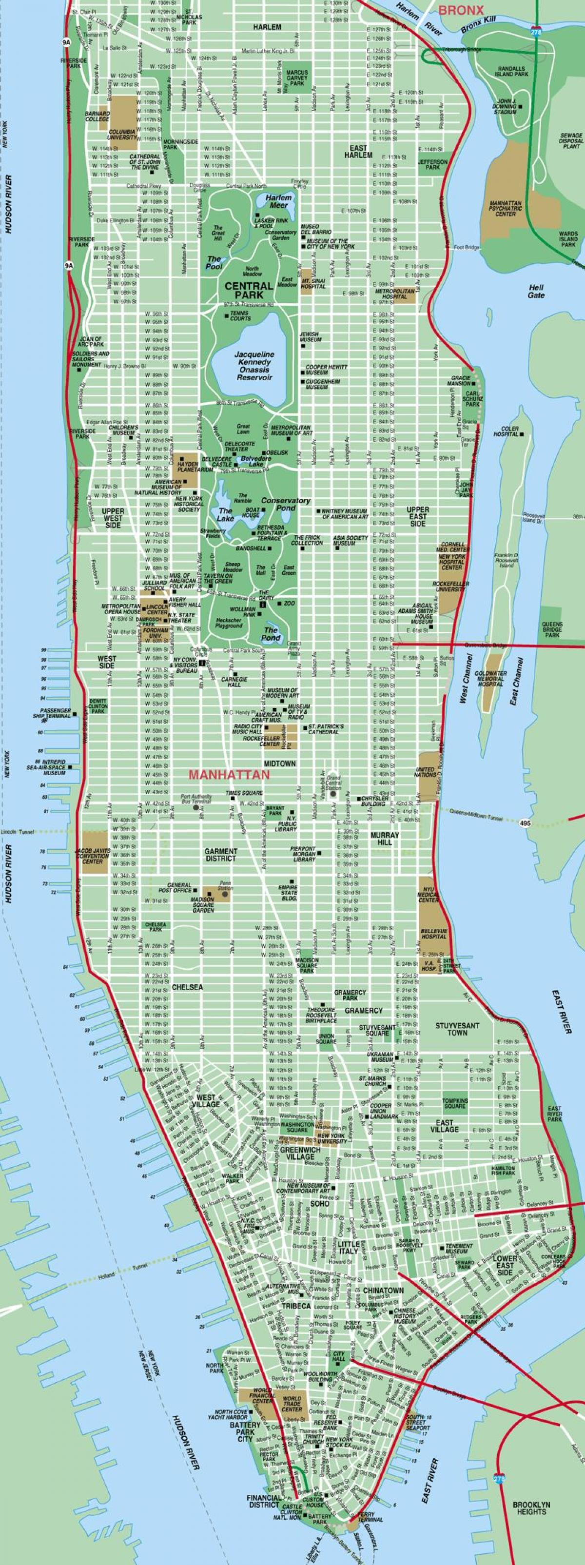 Manhattan street map s vysokým detail
