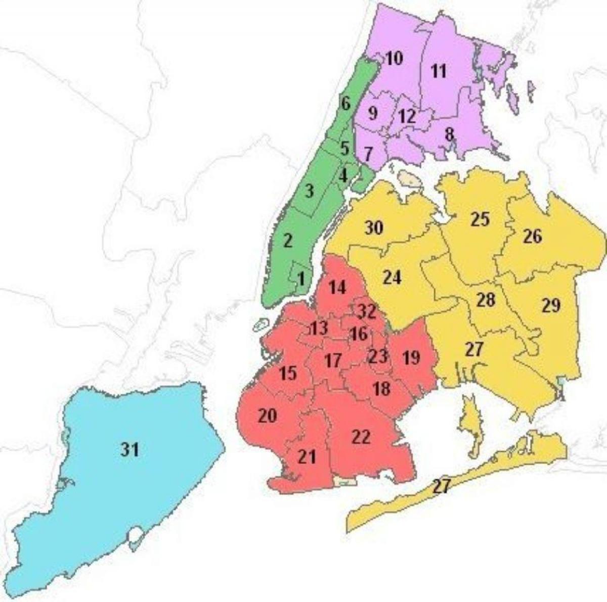 mapa Manhattanu školních čtvrtí