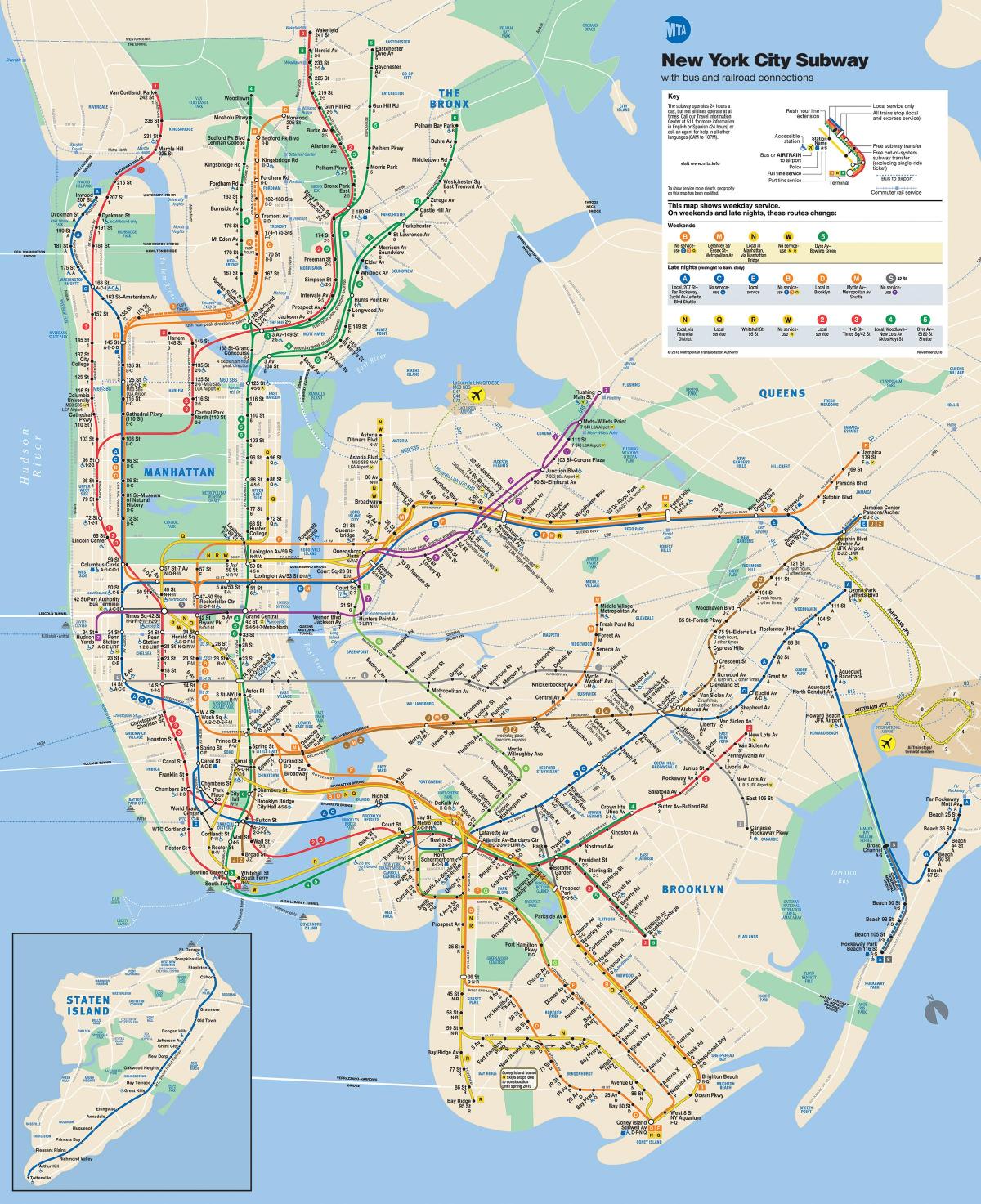 Manhattan street mapě, s zastávek metra