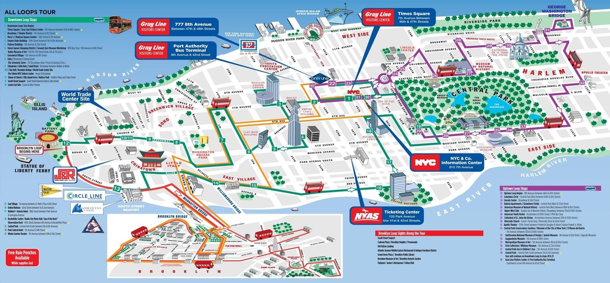 Manhattan turistických atrakcí mapě