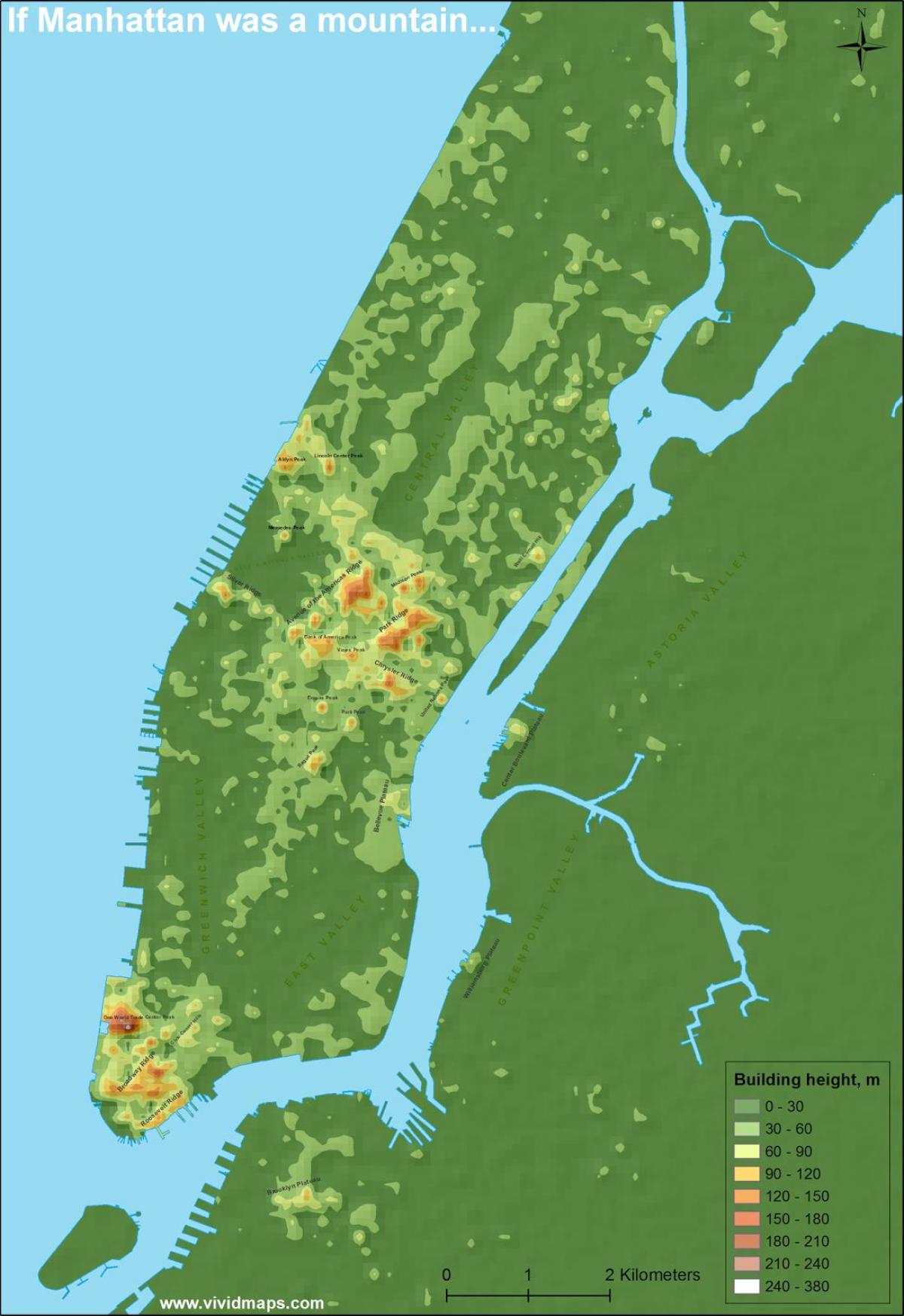 výšková mapa Manhattanu