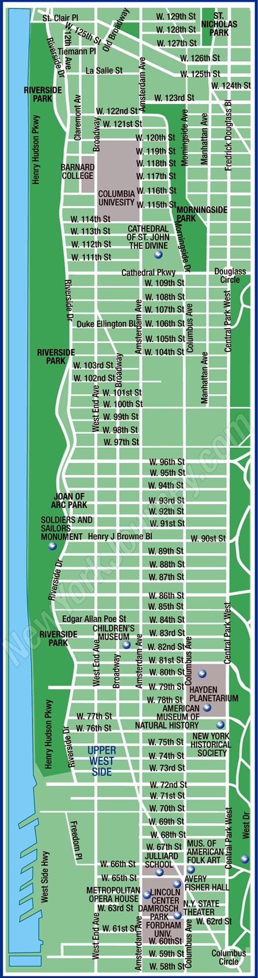 horní Manhattan mapě