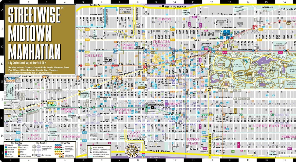 mapa Manhattanu, NYC