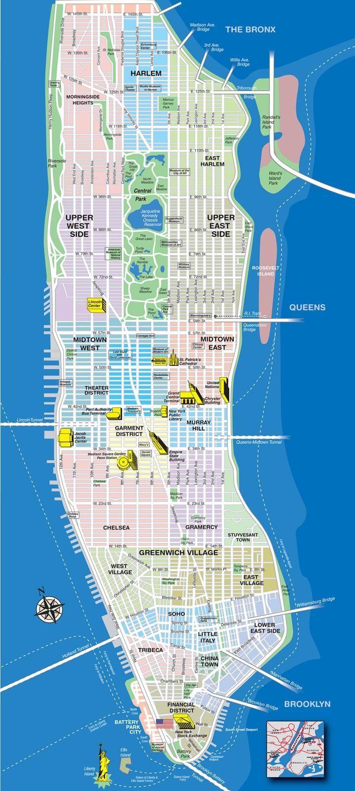 mapa ostrova Manhattan