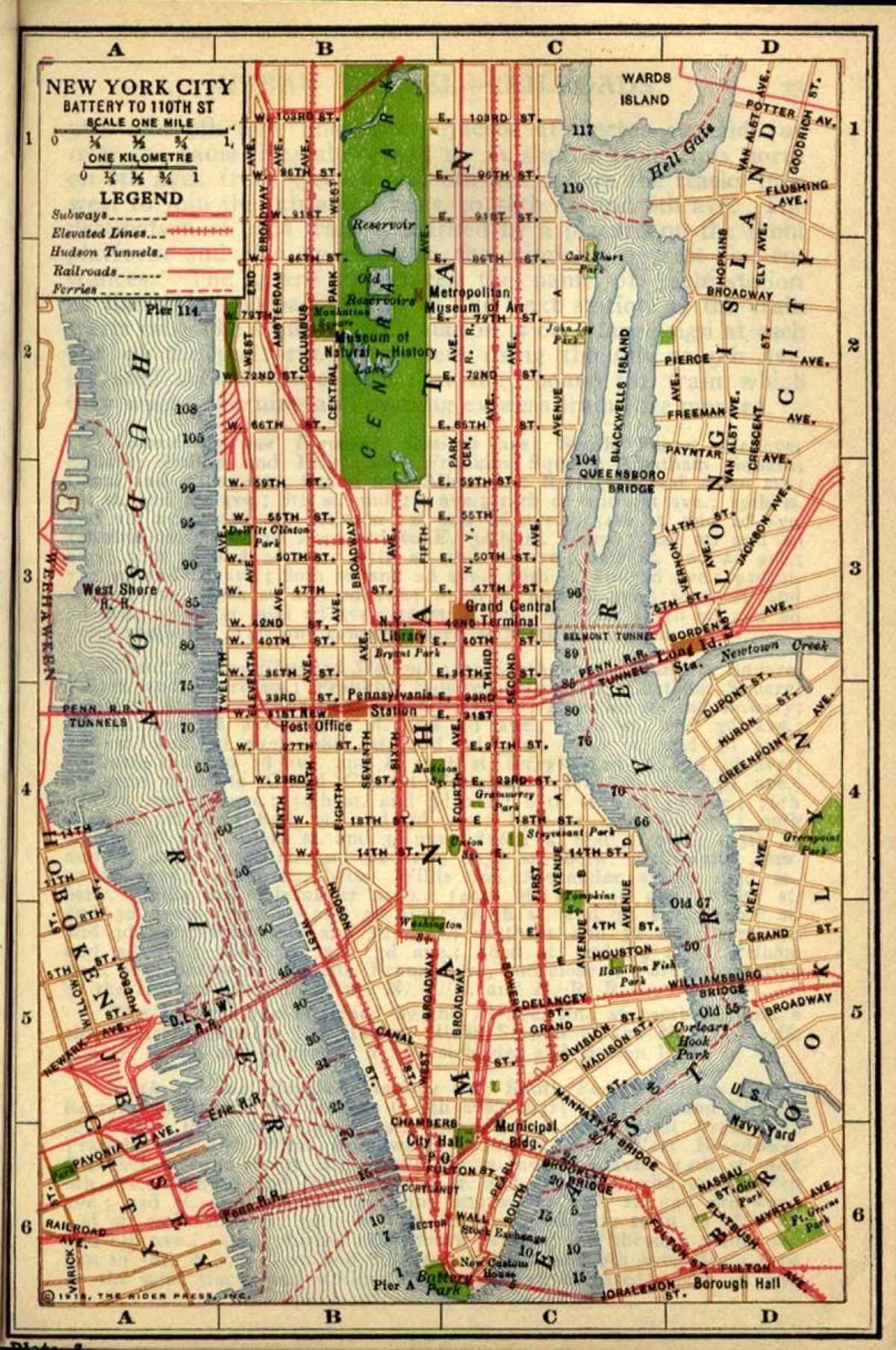 mapa staré Manhattan