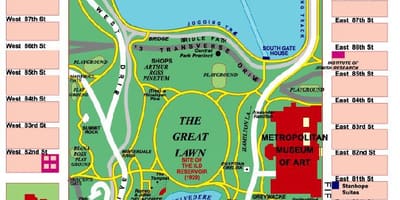 Central park, Manhattan mapě