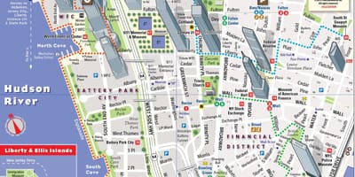 Dolní Manhattan turistická mapa