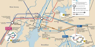 JFK na Manhattan mapa metra