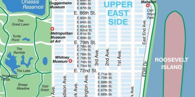 Mapa upper east side na Manhattanu