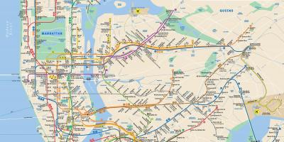 Manhattan street mapě, s zastávek metra