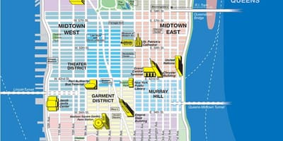 Mapa horní Manhattan čtvrtí