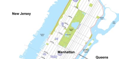 Mapa ostrov Manhattan, New York