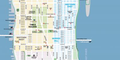 Zdarma tisknutelné mapy Manhattanu, NYC